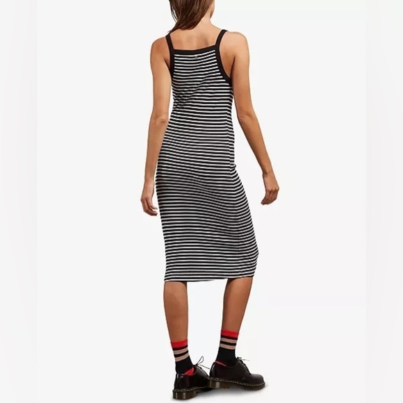 🏷️ 4/$25 Volcom Rave New World Striped Soft Ribbed Tank Midi Dress - Picture 2 of 6